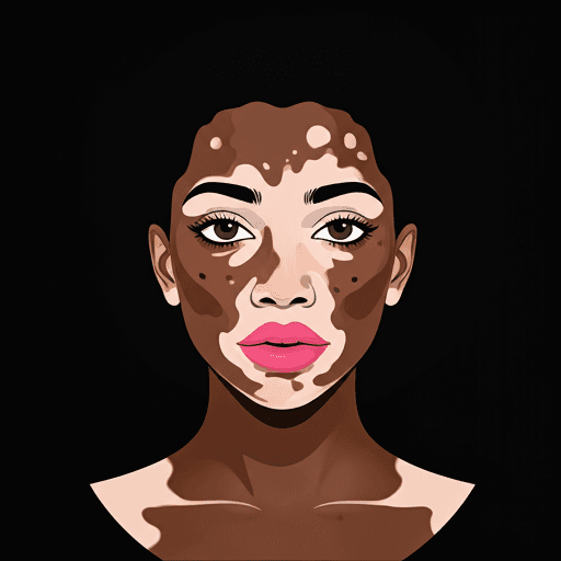 Close-up das mãos de uma pessoa com vitiligo sobre tecido neutro sob luz solar natural